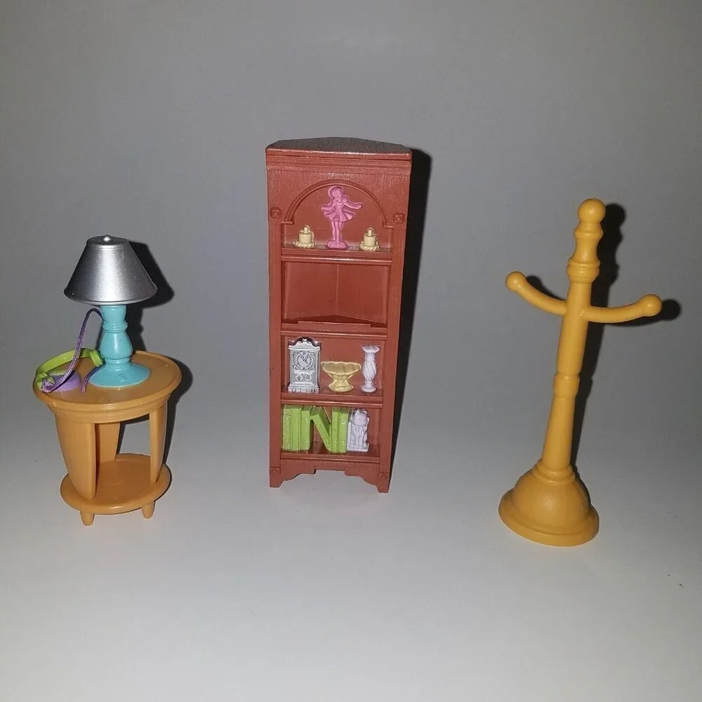 Fisher Price Loving Family Living Room Lot Corner Shelf Coat Rack End Table Lamp